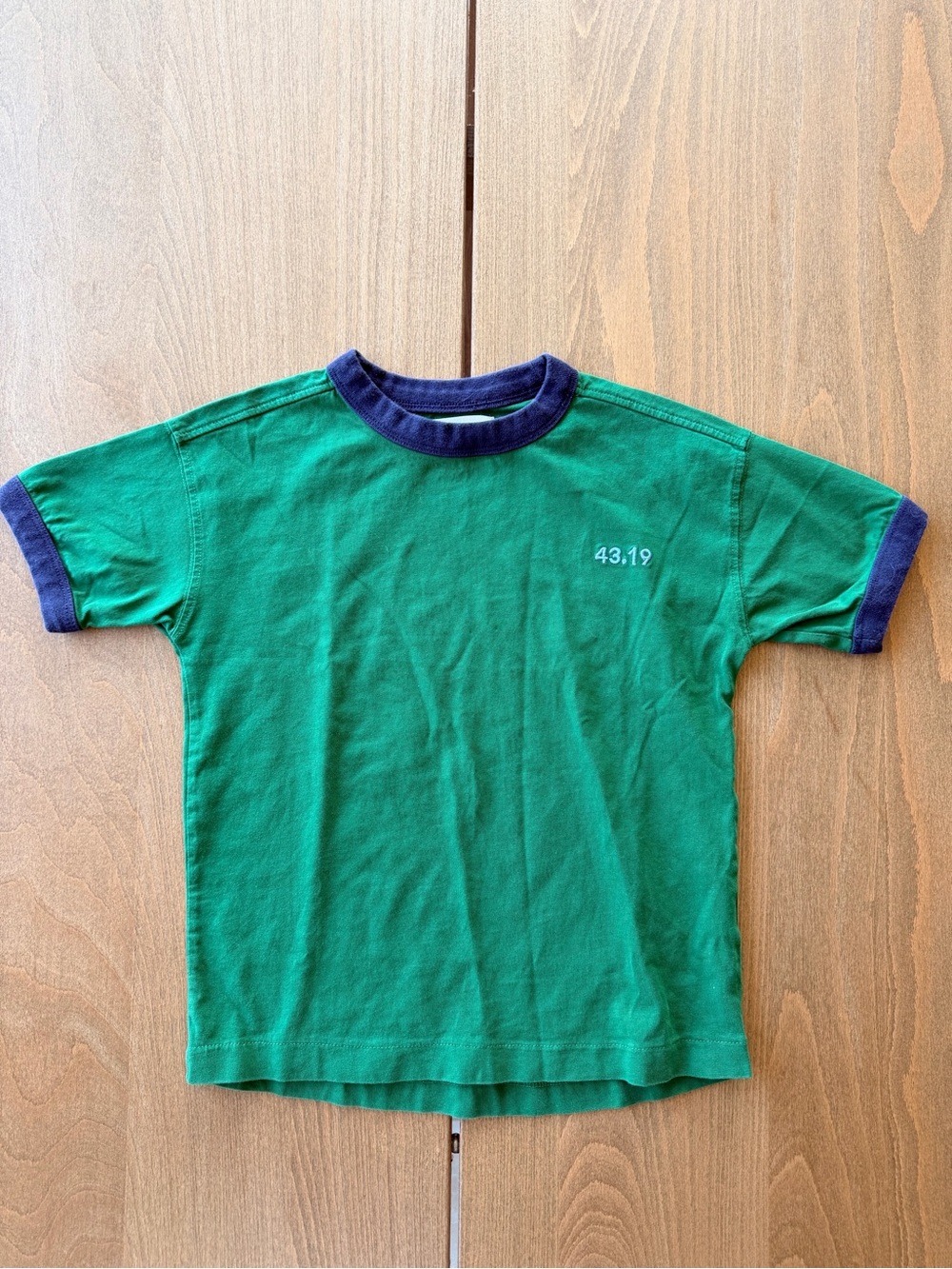 3/$15 Zara Green Ringer T Shirt Size 6-7Y Short Sleeve Cotton Trim Tee Summer